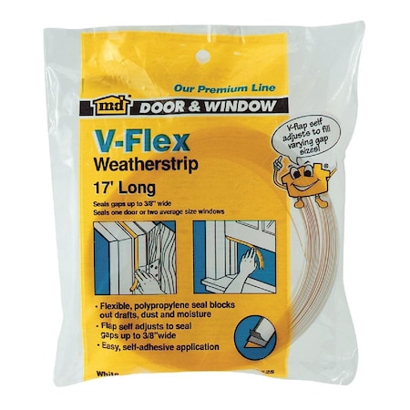 M-D Building Products White 17' 7/8in. V-Flex Weatherstrip 03525